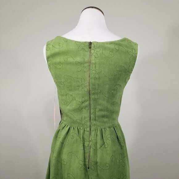 New Betsey Johnson Faux Suede Dress 2 Lazer Cut Skater Fit & Flare Coquette - Picture 6 of 15